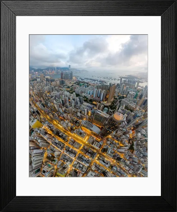 Framed Print : Aerial view panorama of Hong Kong and Kowloon City Framed Print : Aerial view panorama of Hong Kong and Kowloon City