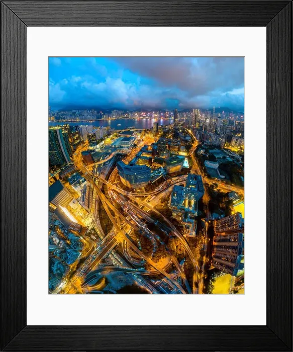 Framed Print : Aerial view panorama of Hong Kong and Kowloon City Framed Print : Aerial view panorama of Hong Kong and Kowloon City