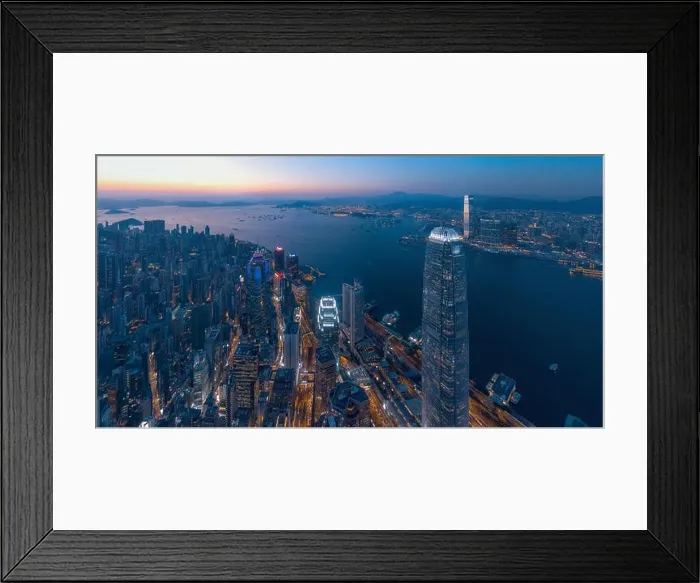 Framed Print : Aerial view panorama of Hong Kong and Kowloon City Framed Print : Aerial view panorama of Hong Kong and Kowloon City