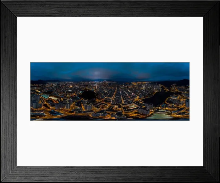 Framed Print : Aerial view panorama of Hong Kong and Kowloon City Framed Print : Aerial view panorama of Hong Kong and Kowloon City