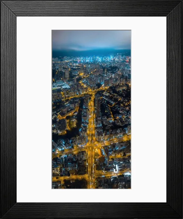 Framed Print : Aerial view panorama of Hong Kong and Kowloon City Framed Print : Aerial view panorama of Hong Kong and Kowloon City