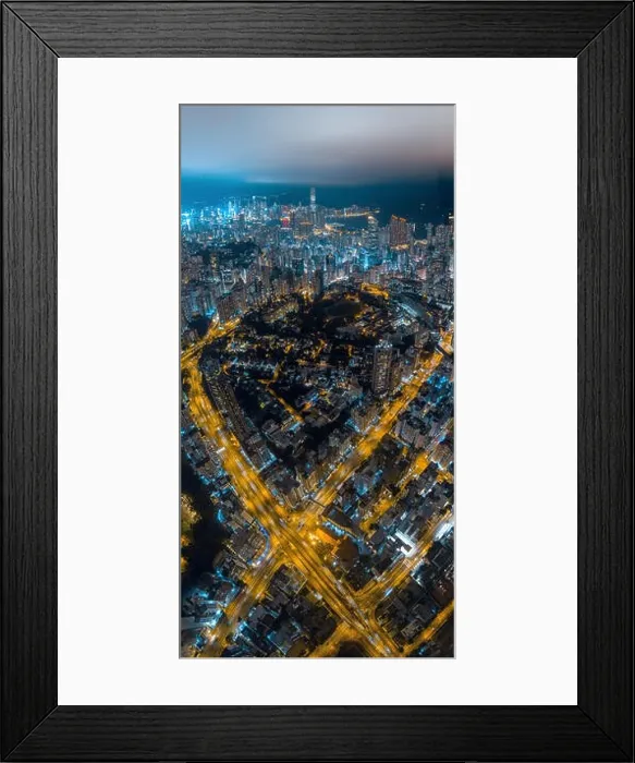 Framed Print : Aerial view panorama of Hong Kong and Kowloon City Framed Print : Aerial view panorama of Hong Kong and Kowloon City