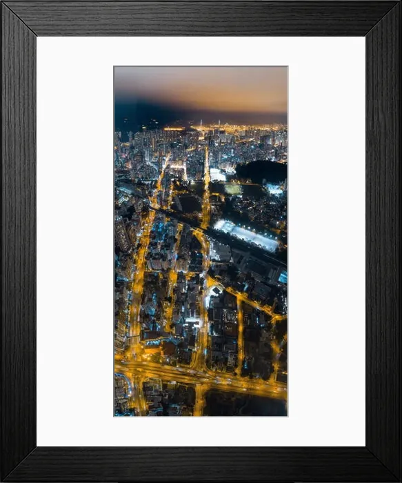 Framed Print : Aerial view panorama of Hong Kong and Kowloon City Framed Print : Aerial view panorama of Hong Kong and Kowloon City