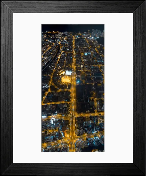 Framed Print : Aerial view panorama of Hong Kong and Kowloon City Framed Print : Aerial view panorama of Hong Kong and Kowloon City