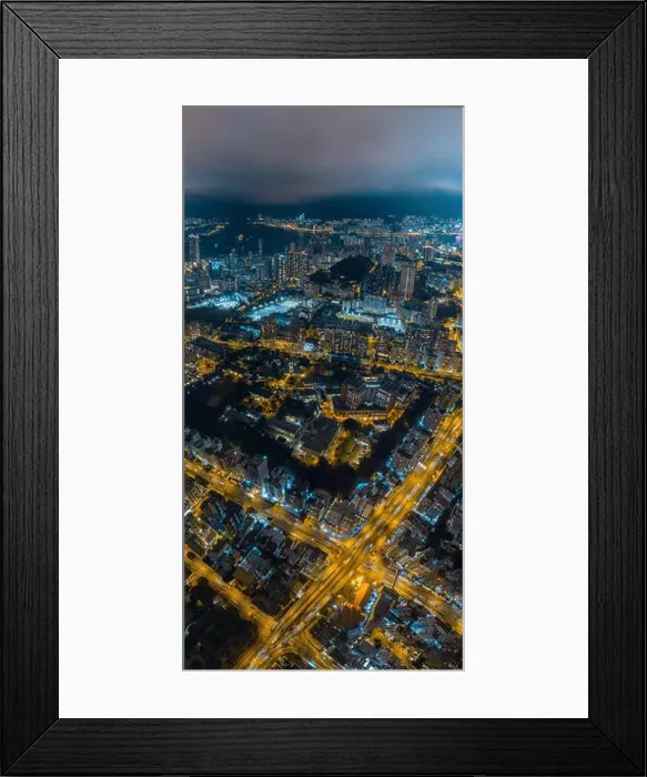 Framed Print : Aerial view panorama of Hong Kong and Kowloon City Framed Print : Aerial view panorama of Hong Kong and Kowloon City