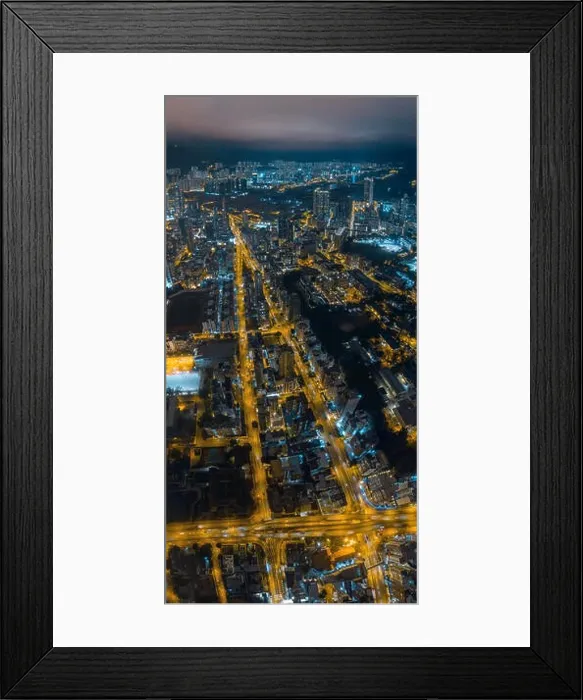Framed Print : Aerial view panorama of Hong Kong and Kowloon City Framed Print : Aerial view panorama of Hong Kong and Kowloon City