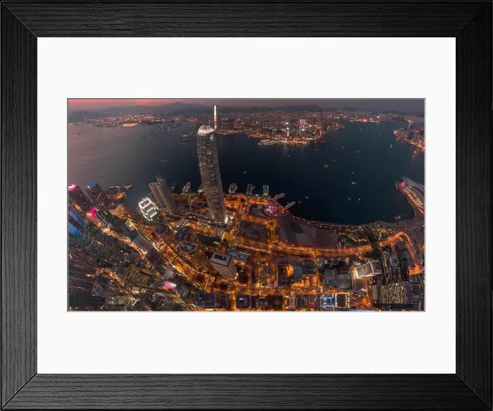 Framed Print : Aerial view panorama of Hong Kong and Kowloon City Framed Print : Aerial view panorama of Hong Kong and Kowloon City