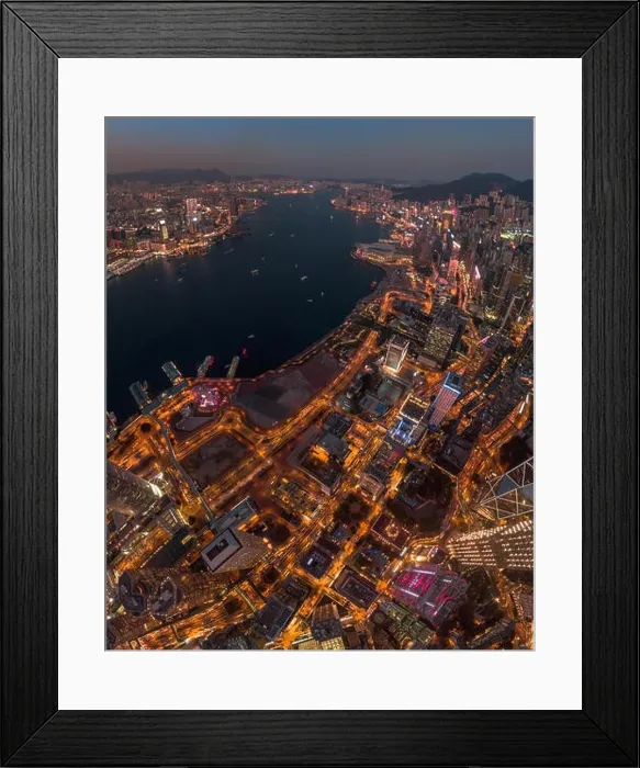 Framed Print : Aerial view panorama of Hong Kong and Kowloon City Framed Print : Aerial view panorama of Hong Kong and Kowloon City