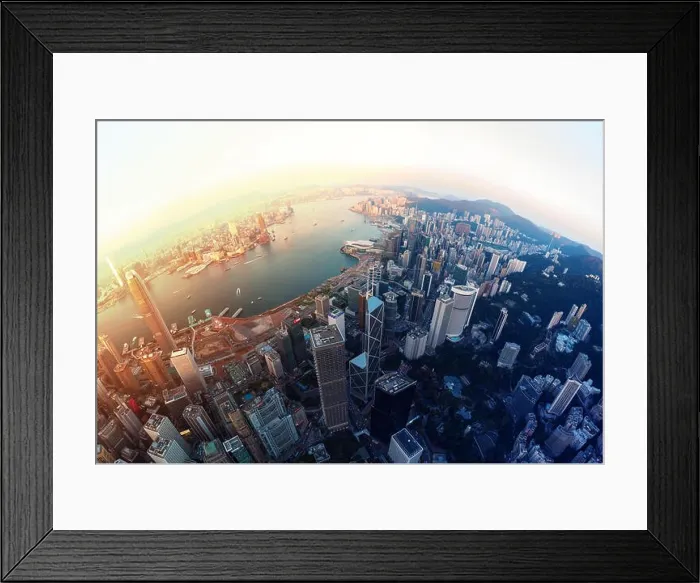 Framed Print : Aerial view panorama of Hong Kong and Kowloon City Framed Print : Aerial view panorama of Hong Kong and Kowloon City