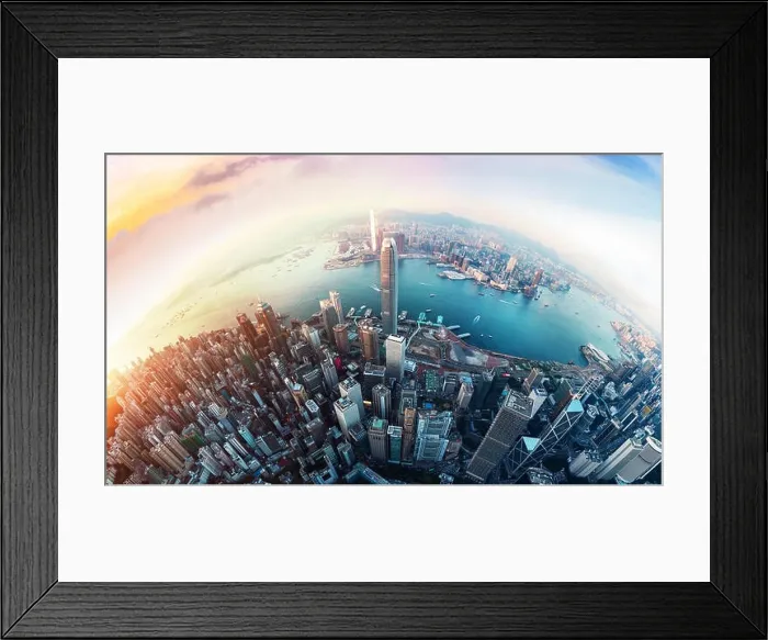 Framed Print : Aerial view panorama of Hong Kong and Kowloon City Framed Print : Aerial view panorama of Hong Kong and Kowloon City