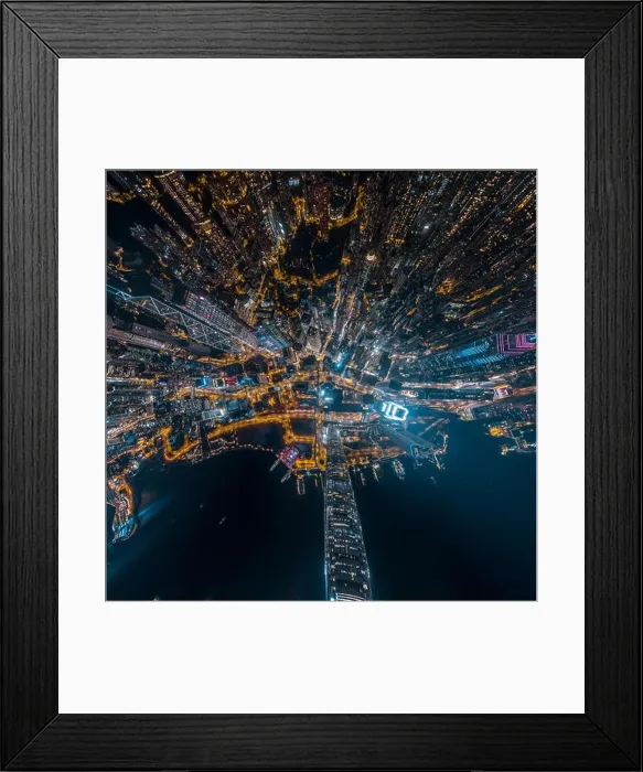 Framed Print : Aerial view panorama of Hong Kong and Kowloon City Framed Print : Aerial view panorama of Hong Kong and Kowloon City