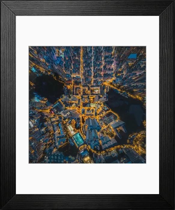 Framed Print : Aerial view panorama of Hong Kong and Kowloon City Framed Print : Aerial view panorama of Hong Kong and Kowloon City
