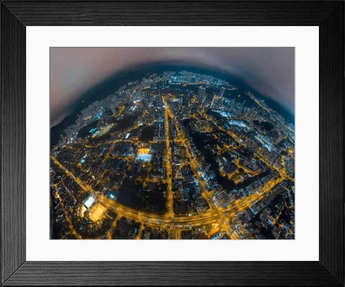 Framed Print : Aerial view panorama of Hong Kong and Kowloon City Framed Print : Aerial view panorama of Hong Kong and Kowloon City