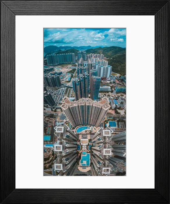 Framed Print : Aerial view panorama of Hong Kong and Kowloon City Framed Print : Aerial view panorama of Hong Kong and Kowloon City