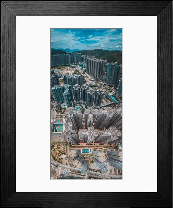 Framed Print : Aerial view panorama of Hong Kong and Kowloon City Framed Print : Aerial view panorama of Hong Kong and Kowloon City