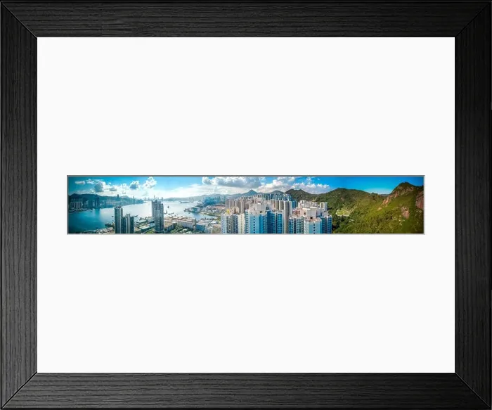 Framed Print : Aerial view panorama of Hong Kong and Kowloon City Framed Print : Aerial view panorama of Hong Kong and Kowloon City