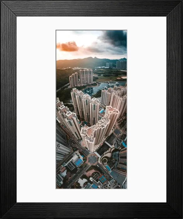 Framed Print : Aerial view panorama of Hong Kong and Kowloon City Framed Print : Aerial view panorama of Hong Kong and Kowloon City