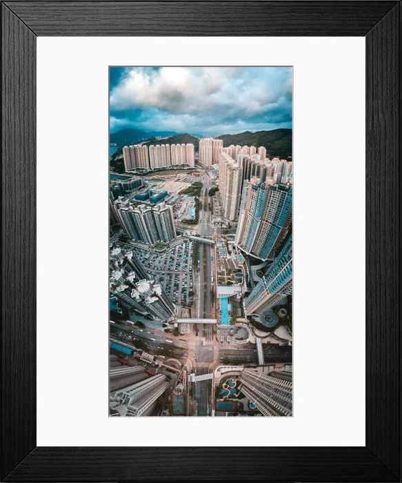 Framed Print : Aerial view panorama of Hong Kong and Kowloon City Framed Print : Aerial view panorama of Hong Kong and Kowloon City
