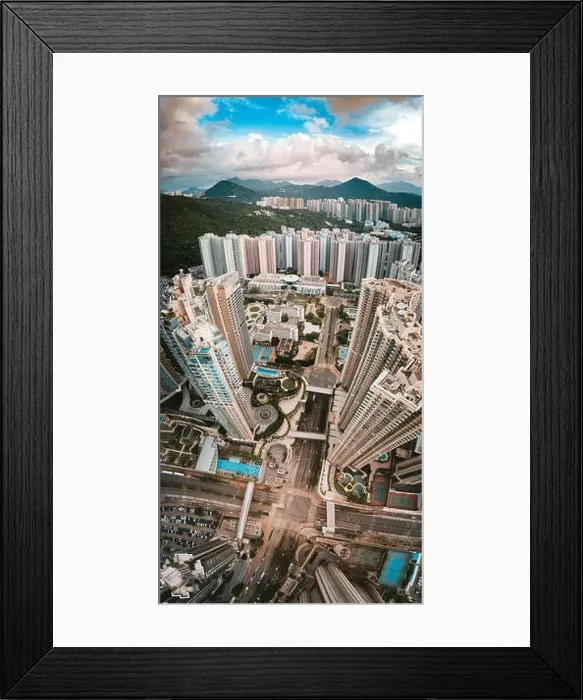 Framed Print : Aerial view panorama of Hong Kong and Kowloon City Framed Print : Aerial view panorama of Hong Kong and Kowloon City