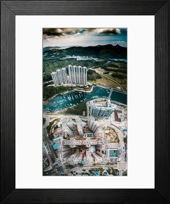 Framed Print : Aerial view panorama of Hong Kong and Kowloon City Framed Print : Aerial view panorama of Hong Kong and Kowloon City