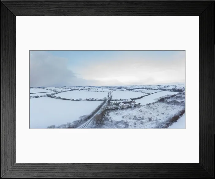 Framed Print : Aerial view of snowy landscape Framed Print : Aerial view of snowy landscape