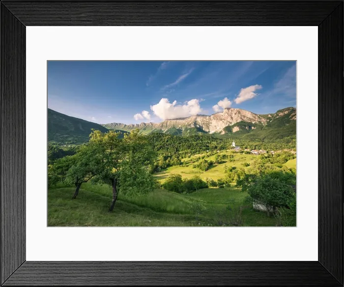 Framed Print : Rural landscape and village in Slovenia Julian Alps Framed Print : Rural landscape and village in Slovenia Julian Alps