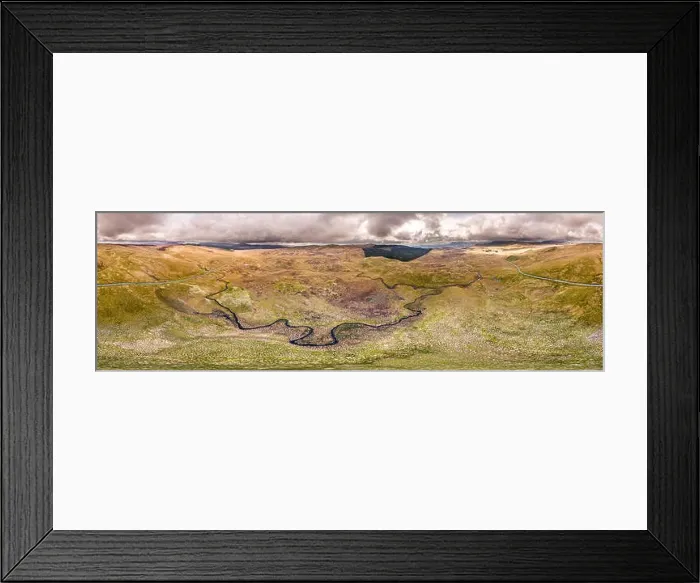 Framed Print : Aerial view of the B4391 through the moor and mountains of Wales, Snowdonia - United Kingdom Framed Print : Aerial view of the B4391 through the moor and mountains of Wales, Snowdonia - United Kingdom