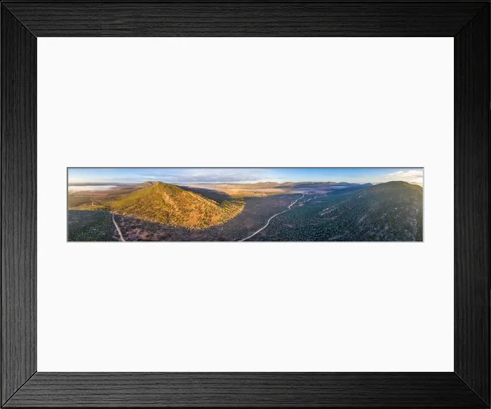 Framed Print : Large aerial panorama of Flinders Ranges mountains in South Australia at sunset Framed Print : Large aerial panorama of Flinders Ranges mountains in South Australia at sunset