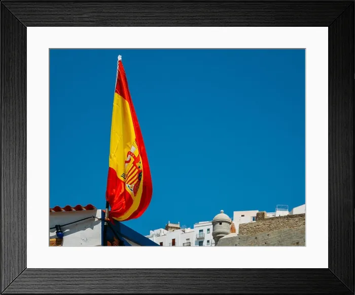 Framed Print : Spanish flag at Peniscola, Castellon, Spain Framed Print : Spanish flag at Peniscola, Castellon, Spain
