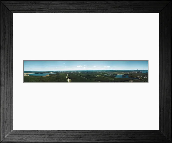 Framed Print : Aerial drone panoramic view of the land of lakes landscape