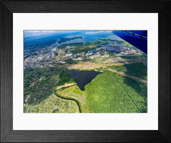 Framed Print : Panorama of the city from a bird's eye view. Panorama of Szczecin city view from above Framed Print : Panorama of the city from a bird's eye view. Panorama of Szczecin city view from above