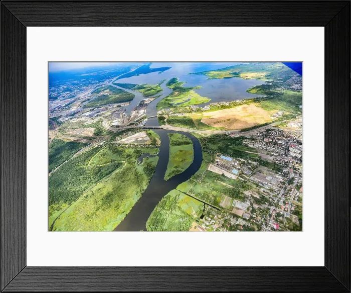 Framed Print : Panorama of the city from a bird's eye view. Panorama of Szczecin city view from above Framed Print : Panorama of the city from a bird's eye view. Panorama of Szczecin city view from above