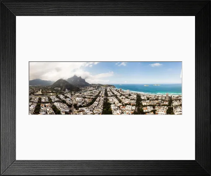 Framed Print : Aerial panorama view of Barra da Tijuca beach during a cloudy day Framed Print : Aerial panorama view of Barra da Tijuca beach during a cloudy day