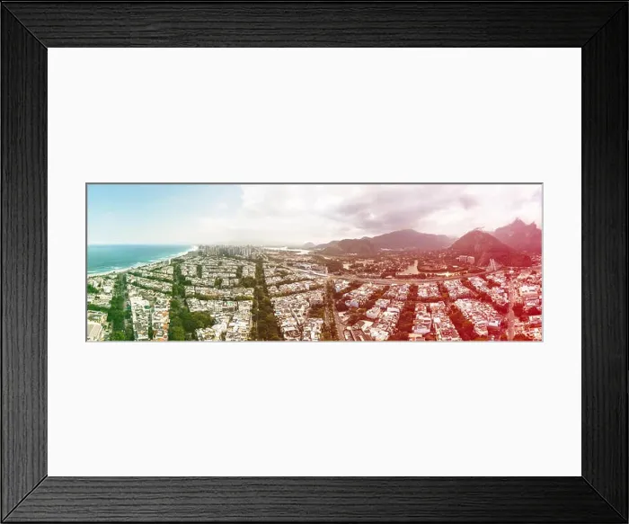 Framed Print : Aerial panorama view of Barra da Tijuca beach during a cloudy day Framed Print : Aerial panorama view of Barra da Tijuca beach during a cloudy day