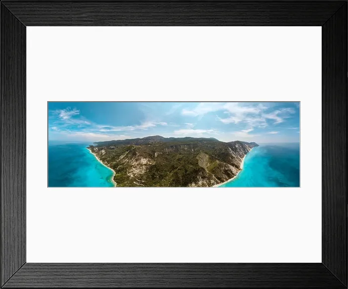 Framed Print : Aerial view on the sea coastline with beaches and mountains Framed Print : Aerial view on the sea coastline with beaches and mountains