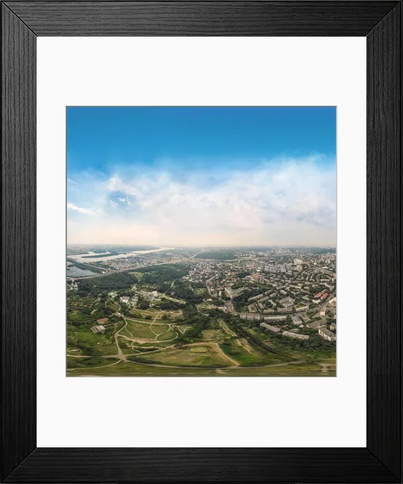 Framed Print : Panorama of 360 degrees of the National Botanical Garden in Kiev. Aerial view Framed Print : Panorama of 360 degrees of the National Botanical Garden in Kiev. Aerial view