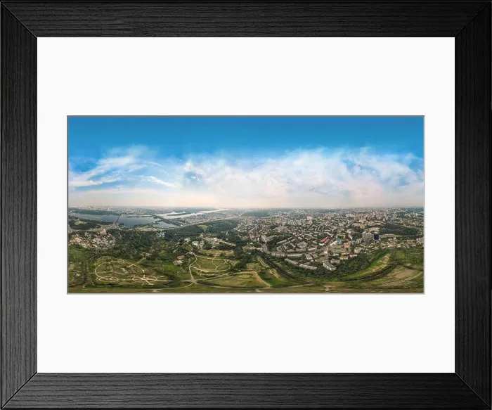 Framed Print : Panorama of 360 degrees of the National Botanical Garden in Kiev. Aerial view Framed Print : Panorama of 360 degrees of the National Botanical Garden in Kiev. Aerial view