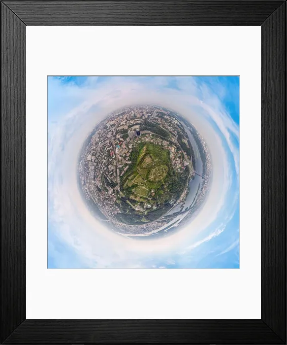 Framed Print : Panorama of 360 degrees of the National Botanical Garden in Kiev. Aerial view Framed Print : Panorama of 360 degrees of the National Botanical Garden in Kiev. Aerial view