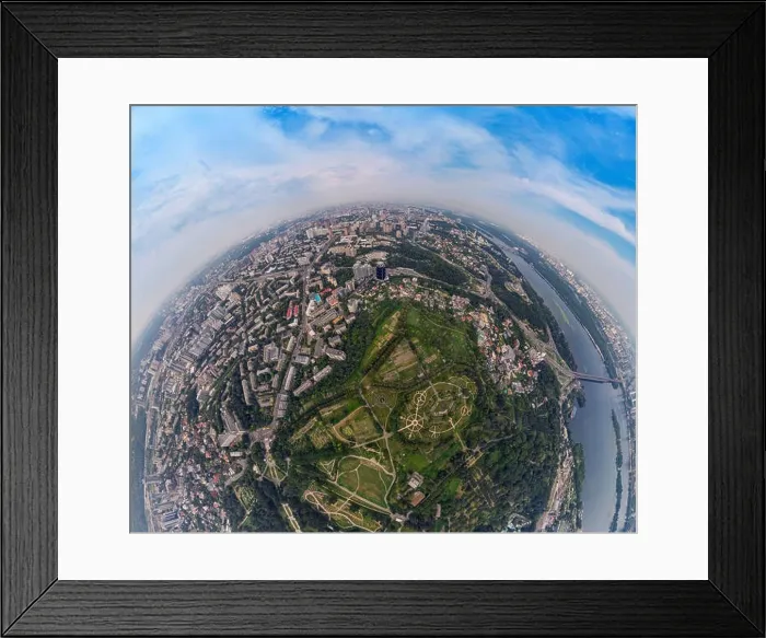 Framed Print : Panorama of 360 degrees of the National Botanical Garden in Kiev. Aerial view Framed Print : Panorama of 360 degrees of the National Botanical Garden in Kiev. Aerial view