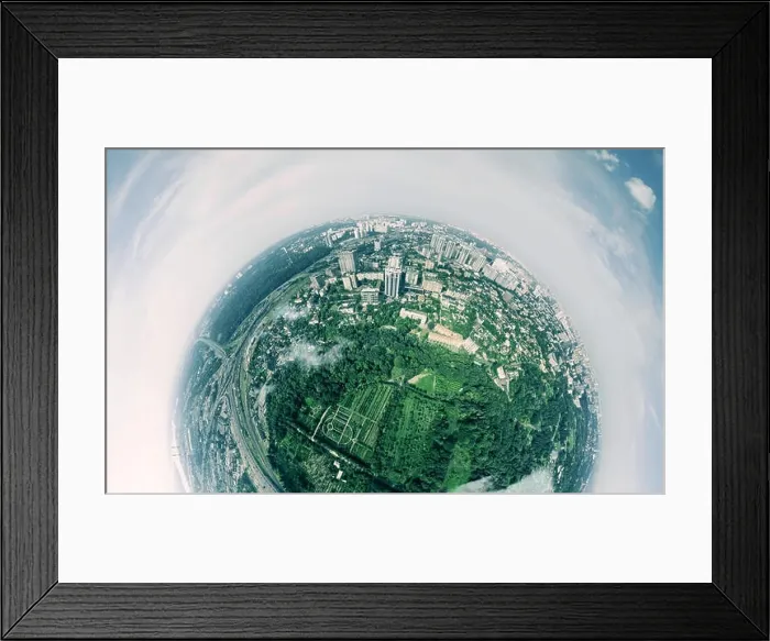 Framed Print : Panorama of 360 degrees of the National Botanical Garden in Kiev. Aerial view Framed Print : Panorama of 360 degrees of the National Botanical Garden in Kiev. Aerial view