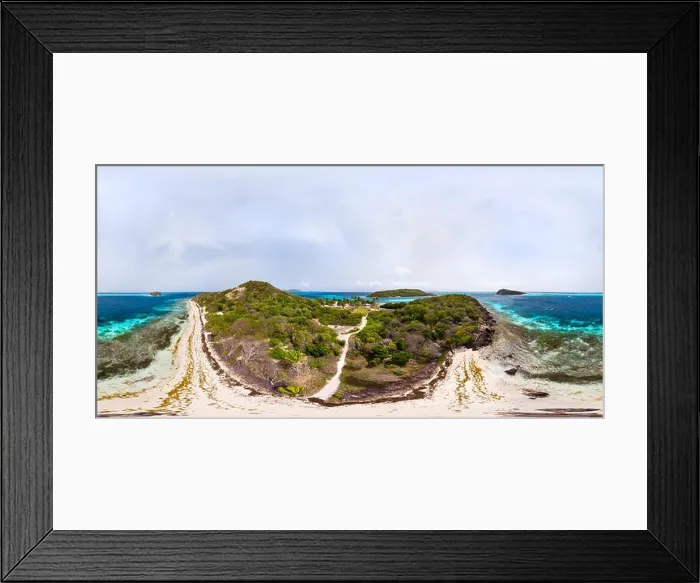 Framed Print : Beautiful 360 degree panorama aerial drone view of tropical islands Framed Print : Beautiful 360 degree panorama aerial drone view of tropical islands