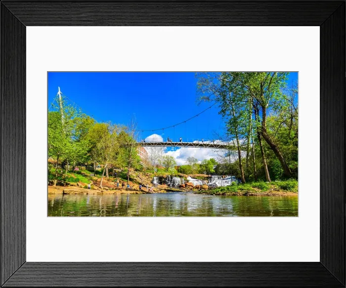 Framed Print : Falls Park Reedy River and Liberty Bridge Panorama Framed Print : Falls Park Reedy River and Liberty Bridge Panorama