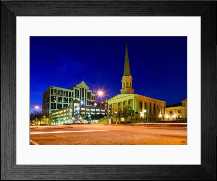 Framed Print : Downtown Greenville South Carolina SC at Night Framed Print : Downtown Greenville South Carolina SC at Night