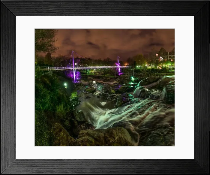 Framed Print : Reedy Falls and Liberty Bridge in Downtown Greenville, South Carolina, SC, USA Framed Print : Reedy Falls and Liberty Bridge in Downtown Greenville, South Carolina, SC, USA