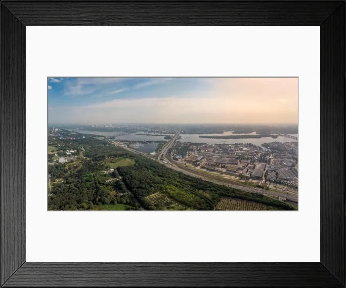 Framed Print : Panorama of Kiev under National Botanical Garden. Aerial view Framed Print : Panorama of Kiev under National Botanical Garden. Aerial view