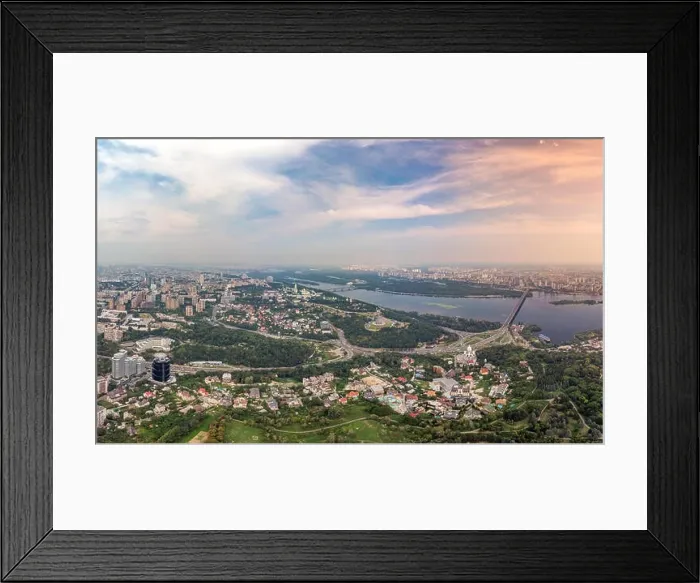 Framed Print : Panorama of Kiev under National Botanical Garden. Aerial view Framed Print : Panorama of Kiev under National Botanical Garden. Aerial view