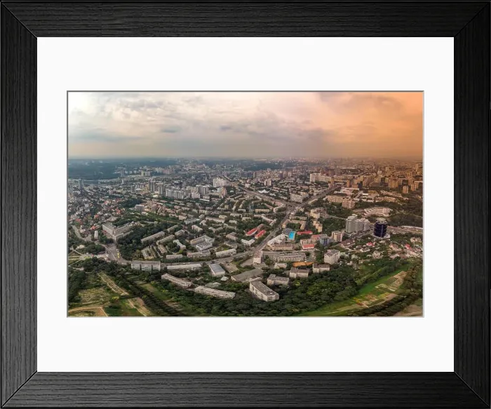 Framed Print : Panorama of Kiev under National Botanical Garden. Aerial view Framed Print : Panorama of Kiev under National Botanical Garden. Aerial view