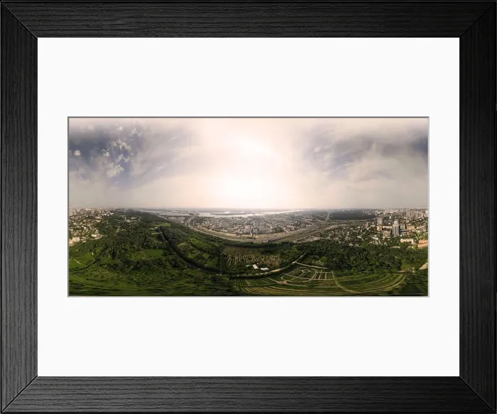 Framed Print : Panorama of 360 degrees of the National Botanical Garden in Kiev. Aerial view Framed Print : Panorama of 360 degrees of the National Botanical Garden in Kiev. Aerial view