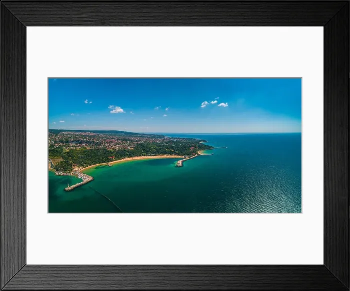 Framed Print : Aerial drone view of beautiful Black sea coast near Varna, Bulgaria Framed Print : Aerial drone view of beautiful Black sea coast near Varna, Bulgaria