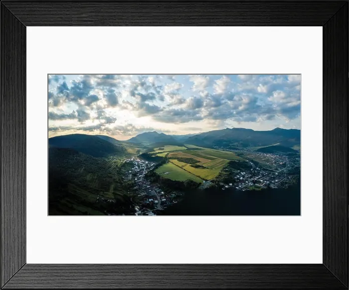 Framed Print : drone image. aerial view of rural mountain area in Slovakia Framed Print : drone image. aerial view of rural mountain area in Slovakia
